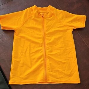 Swim Zip Girls Sz 10-12 Vibrant Orange Swim Rashguard Shirt